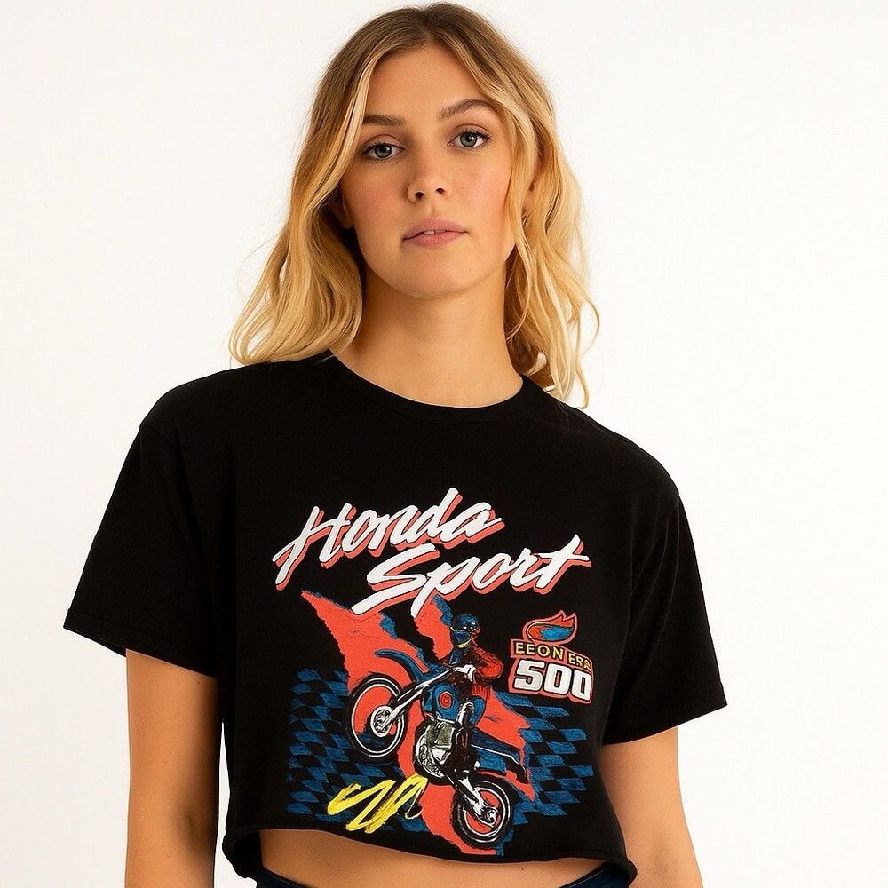 Tee Shirt Women’s Cropped Top Honda Sports  Honda  500 Graphic T-Shirt Size XL